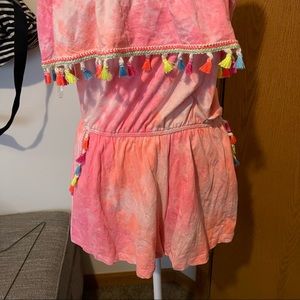 Tie-dye and pom pom romper